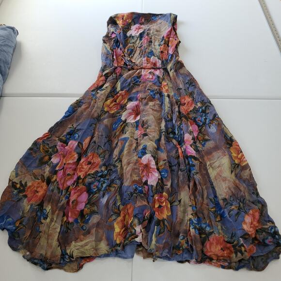 Fairy Grunge Y2k Whimsigoth Dress Womens 8 Dark Floral Button Front Lined Boho - Picture 2 of 14